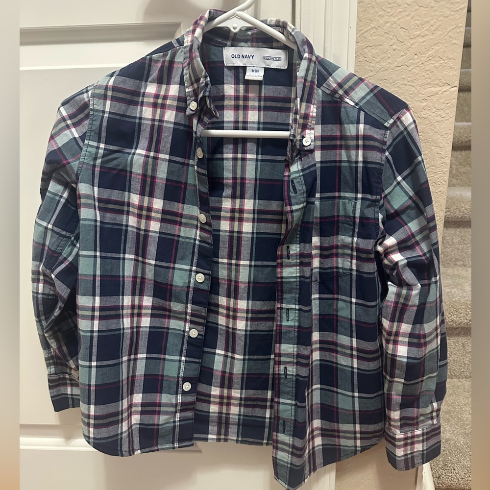 Old Navy boys cotton checkered shirt M (8)